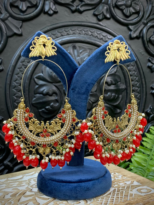 Sue fashion statement Chandbali earring red