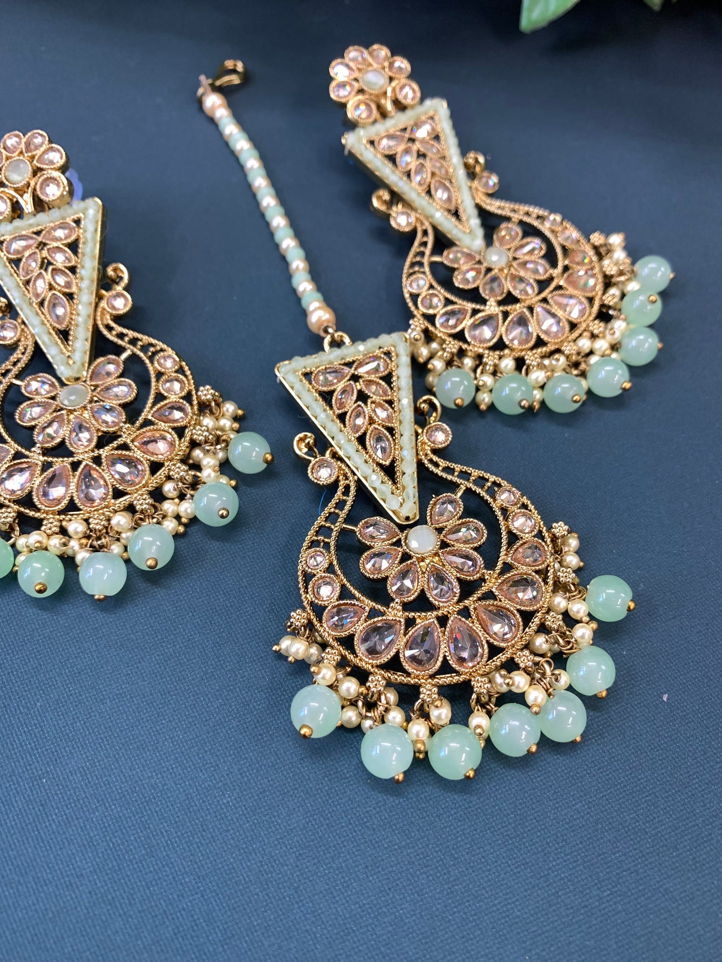Polki tikka set joana in pistachio green