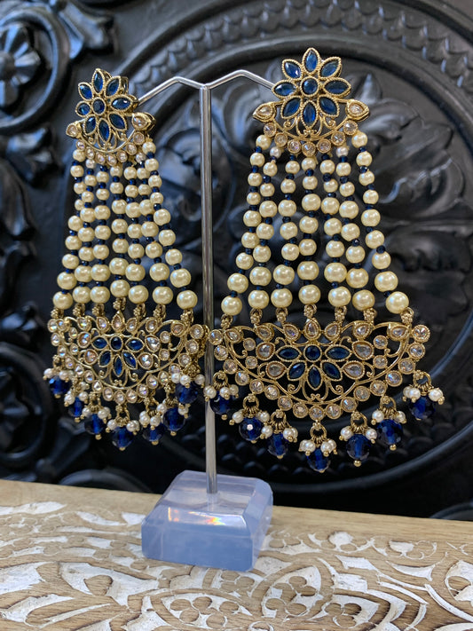 Savana polki fashion statement earring blue