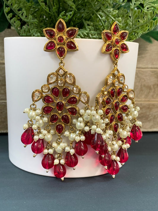 Kelly polki fashion earring monalisa red