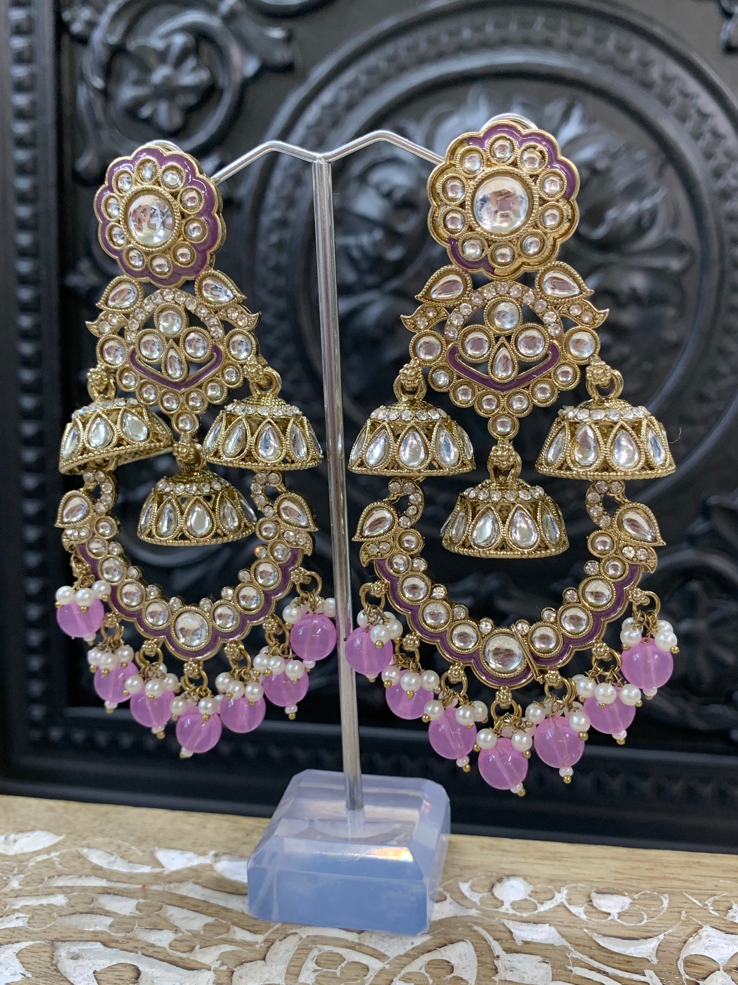 Emily fashion earring tiger detail lilac/lavender