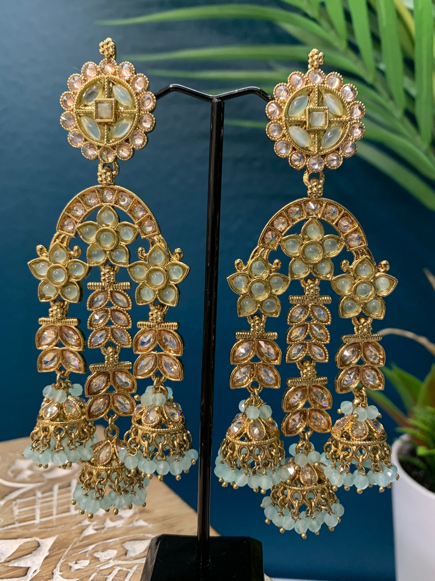 Mansa reverse polki triple Jhumki in multi