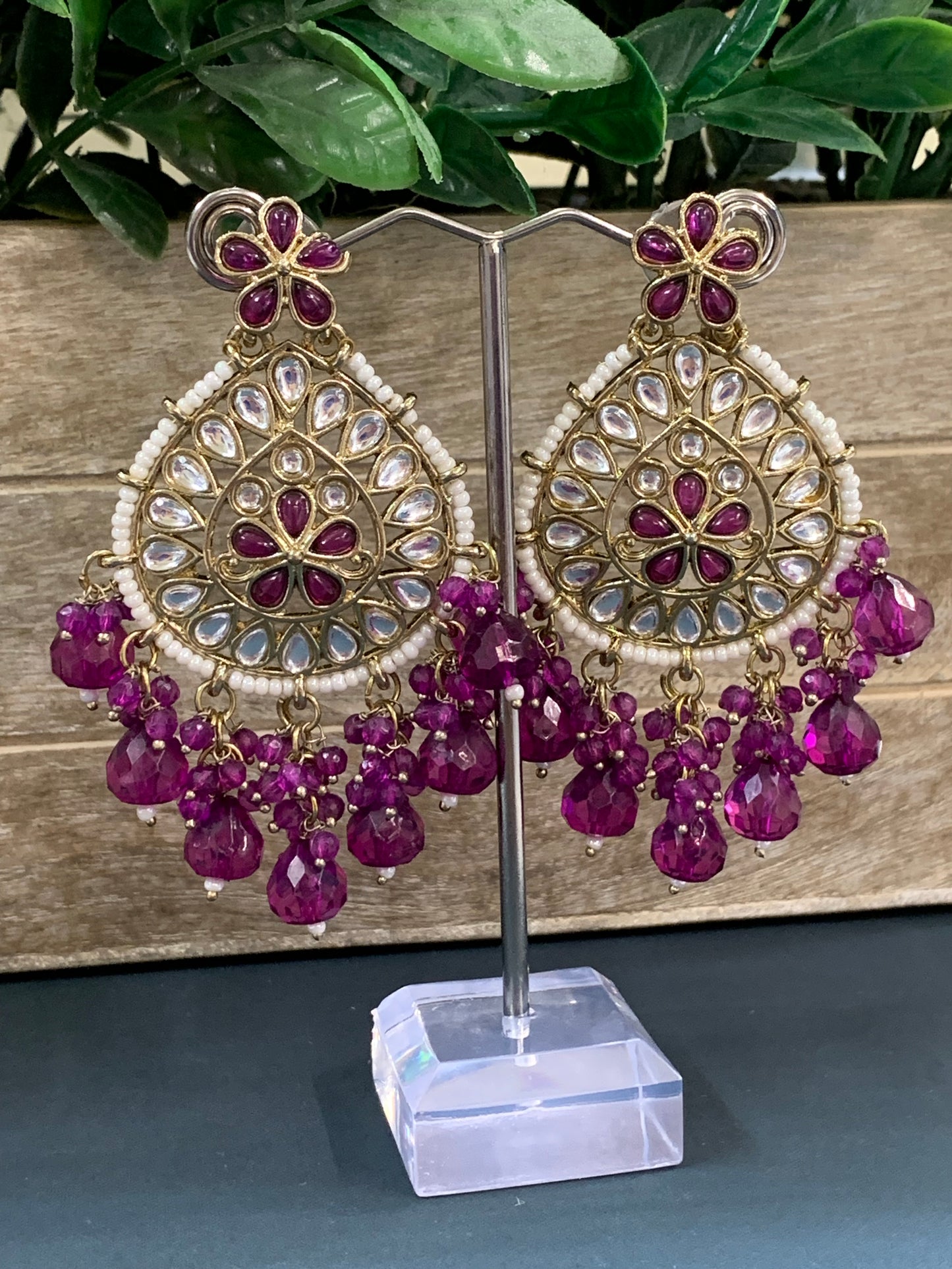 Aaravi kundan earring purple