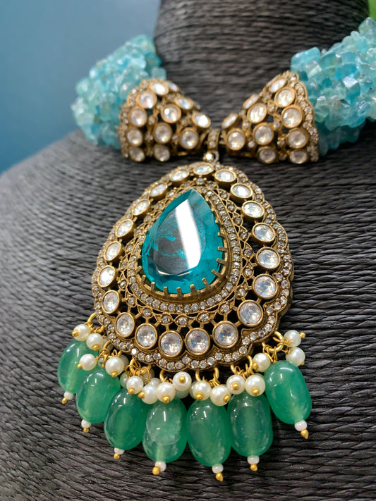 Sabyasachi Kolkata inspired moissanite kundan necklace choker set Pam