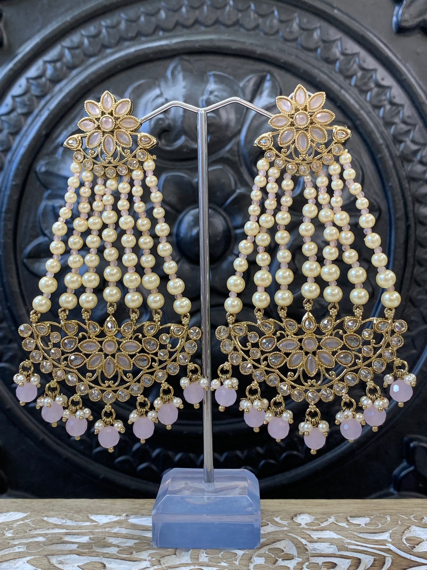 Savana polki fashion statement earring blush pink