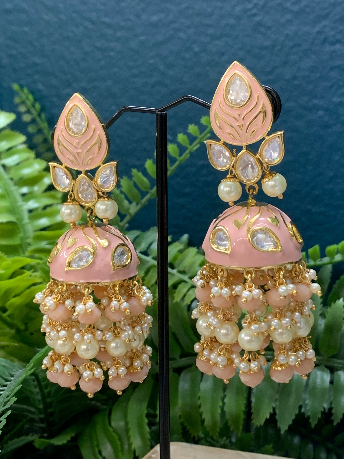 Anshu Kundan meena earring nude peach