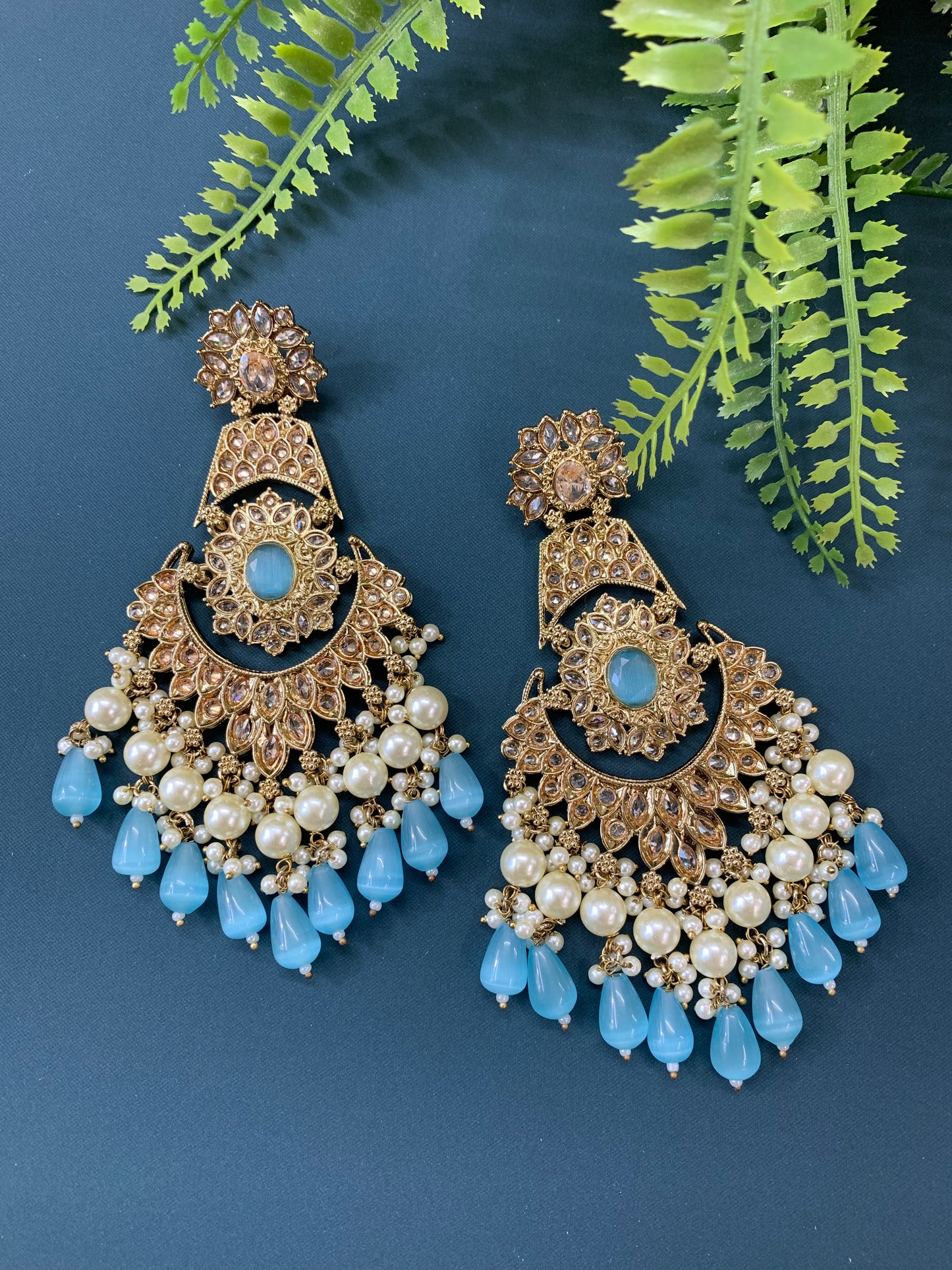 Dola statment polki earring light blue