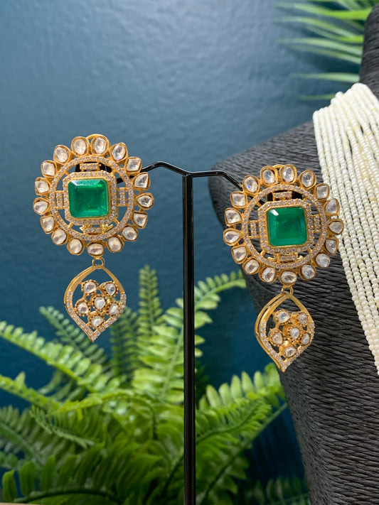 Beth gold plated moissanite kundan mala set