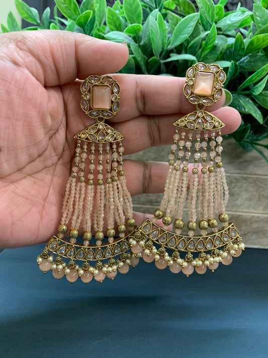 Amna polki fashion statement earring nude peach