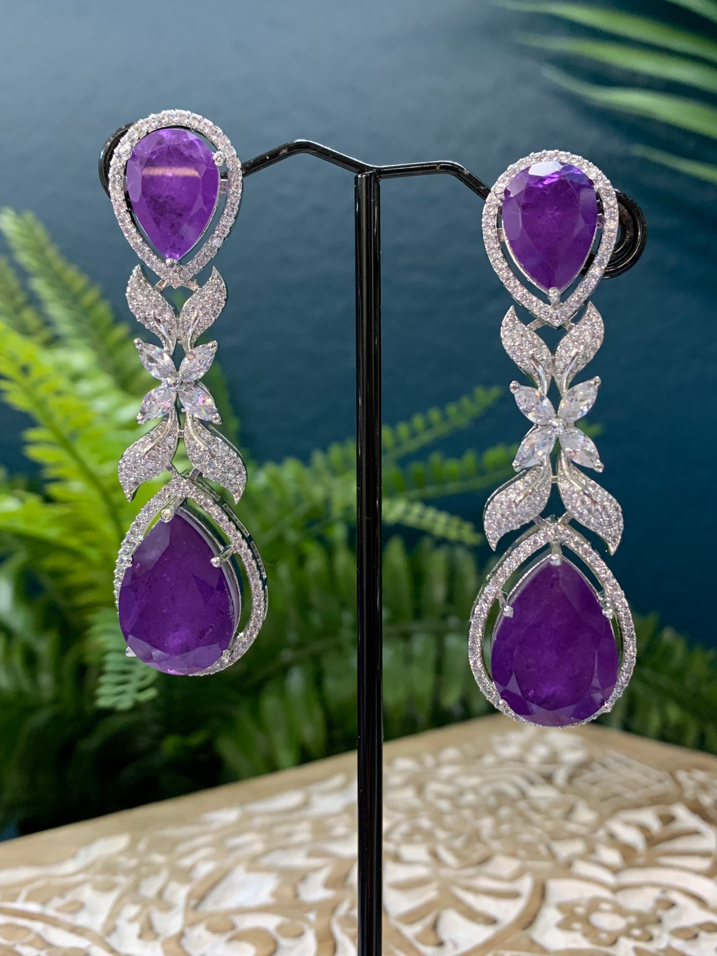 American diamond doublet stone earring