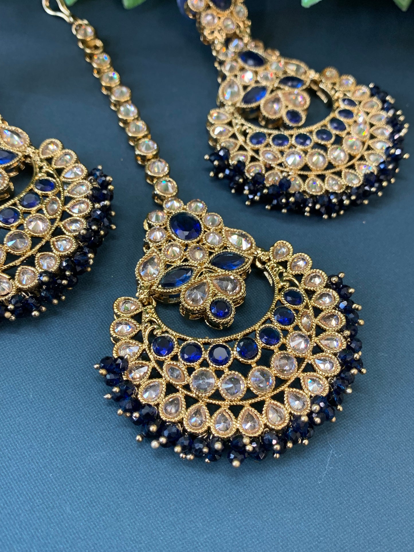 Erin reverse popki tikka set chandbali style navy blue