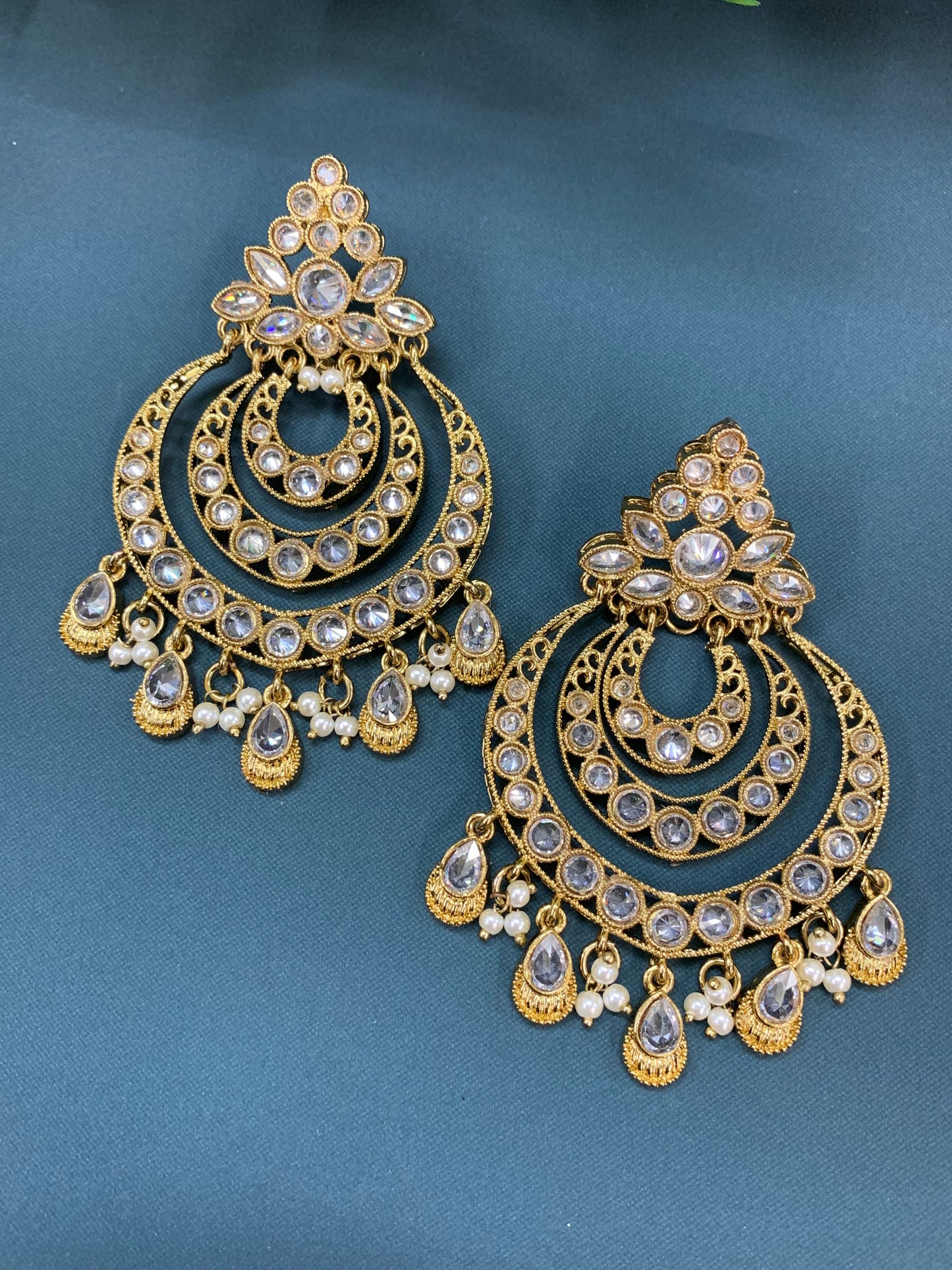 Bonnie polki chandbali earring antique/clear polki