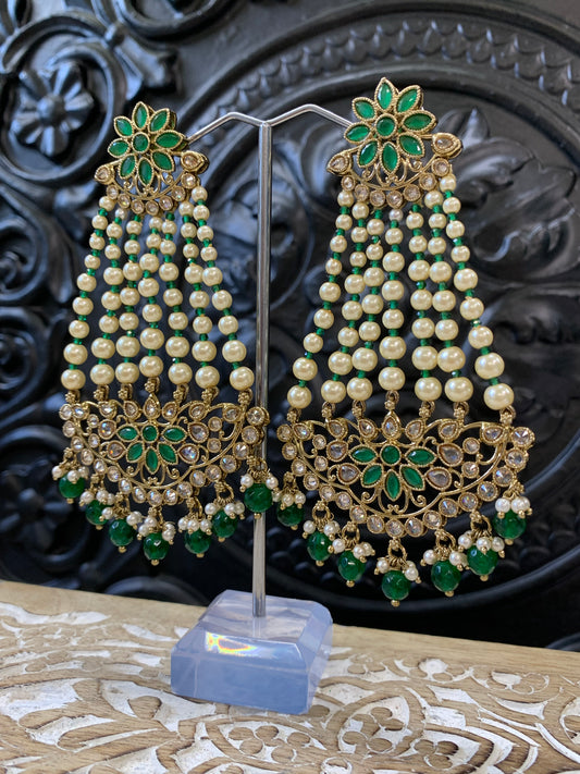 Savana polki fashion statement earring emerald green