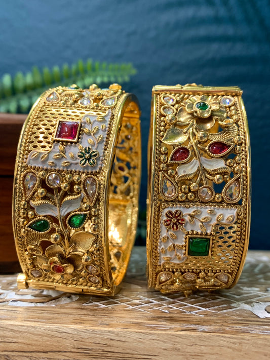 Ratna temple style gold plated bangle Kada