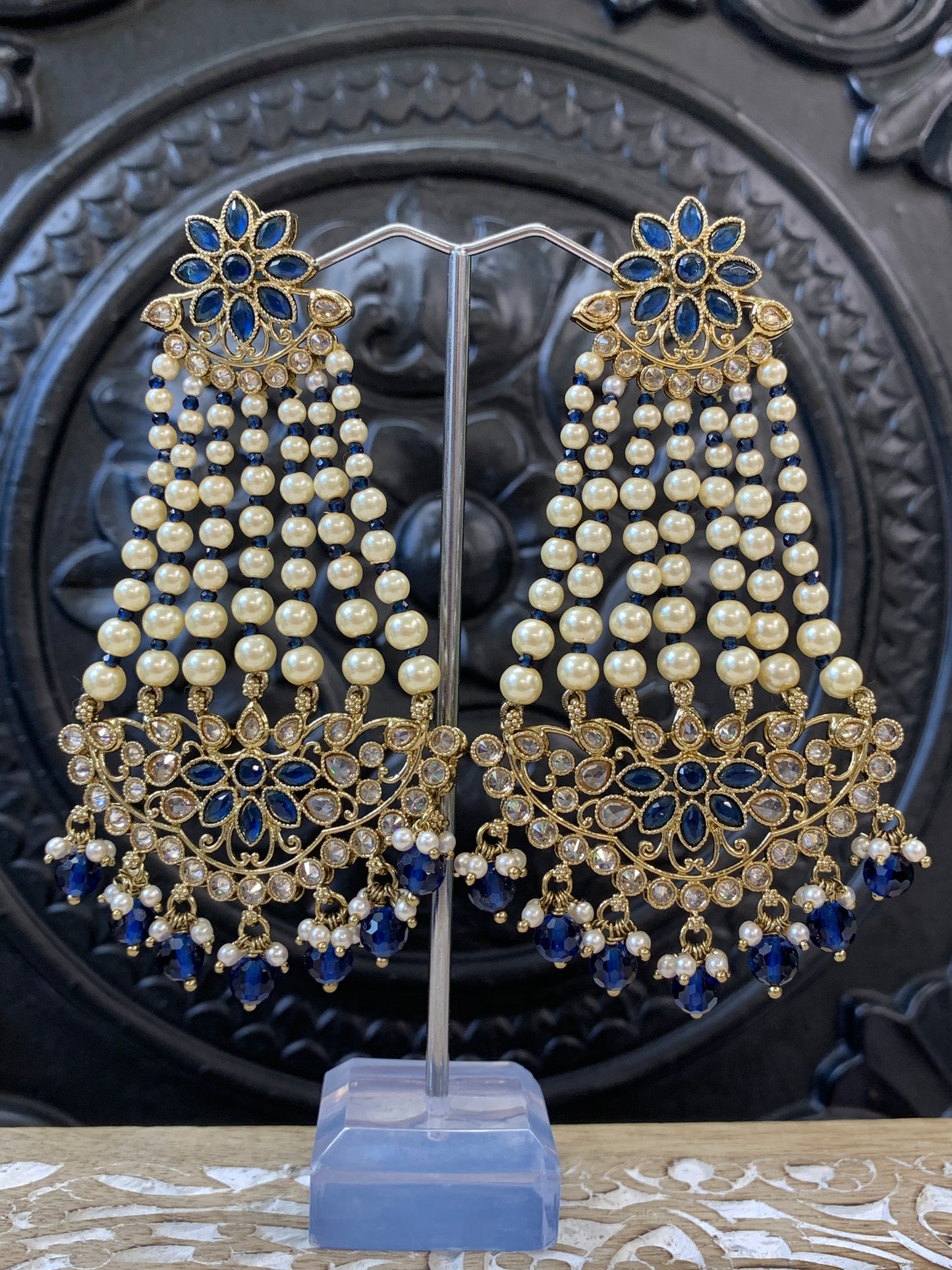 Savana polki fashion statement earring blue