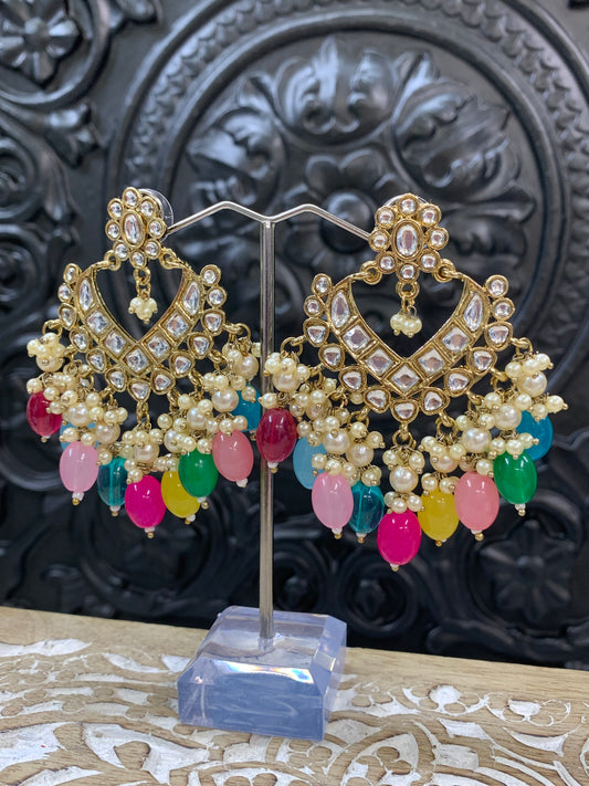 Jeet kundan chandbali small earring multi