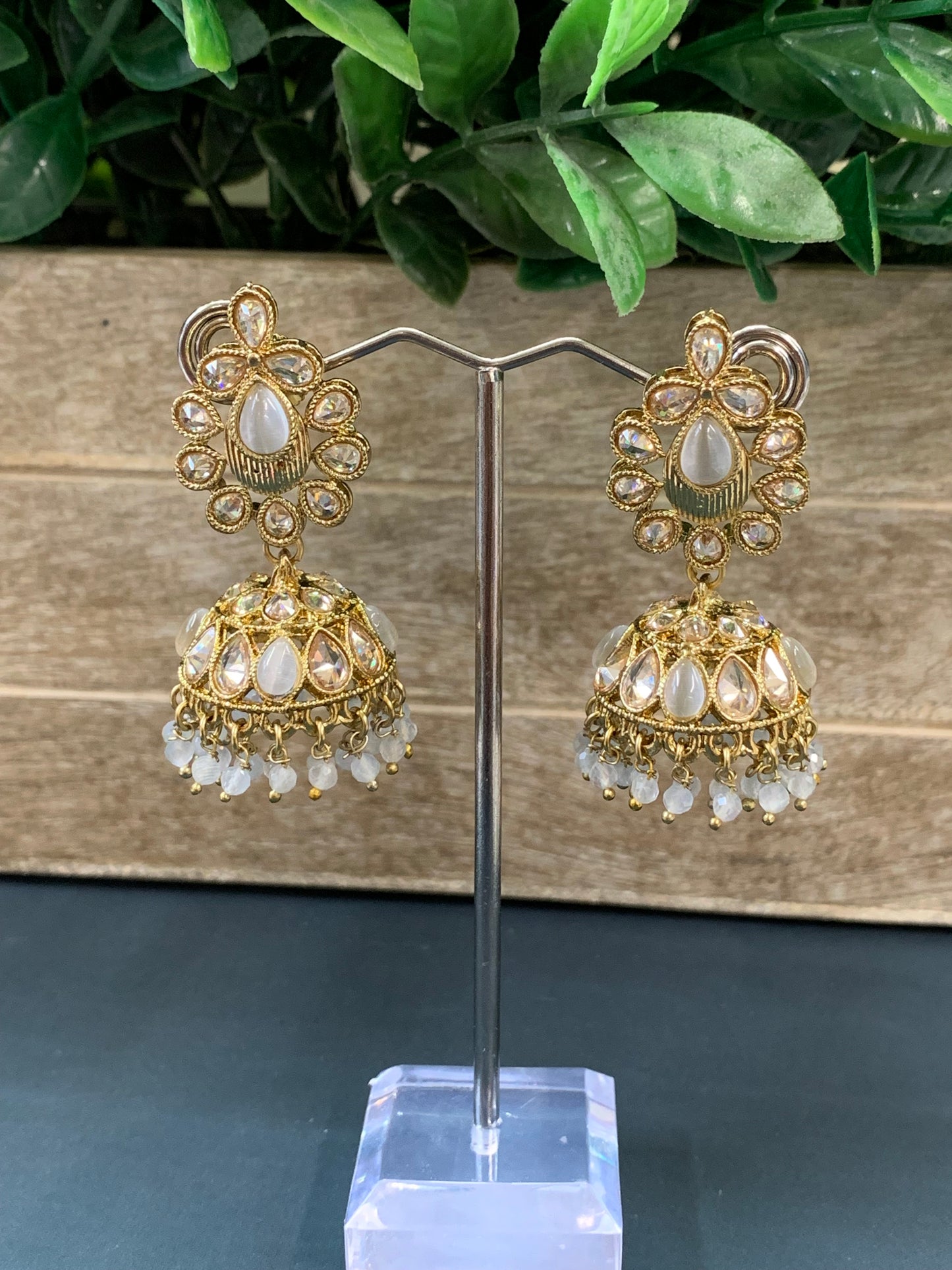 Small mini /chotu sa polki jhumki/ jhumka earring grey
