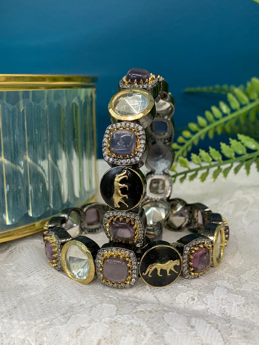 Sabyasachi inspired bangle/bracelet base American diamond lining