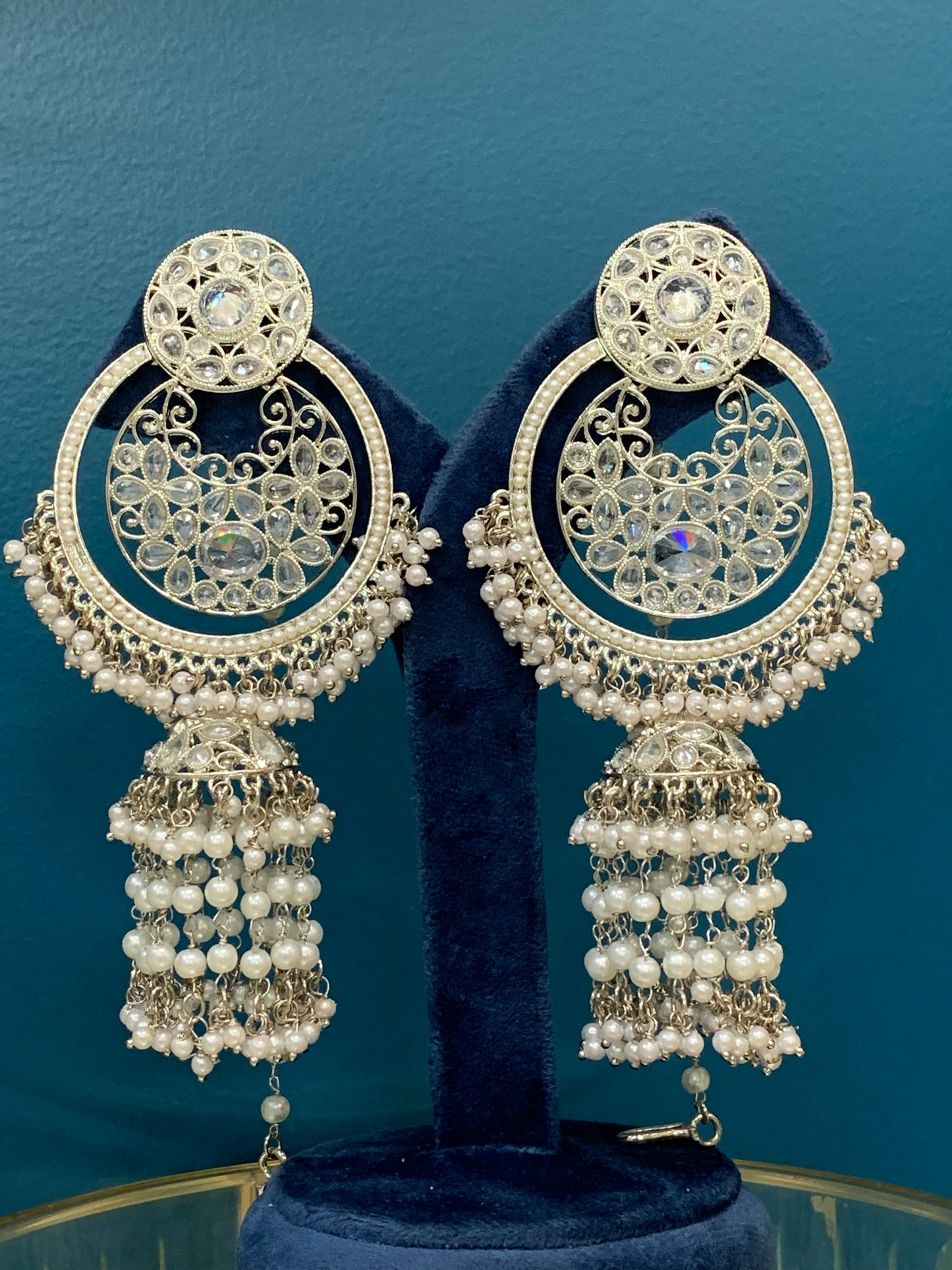 Ashley polki oversized jhumki earring with sahare silver