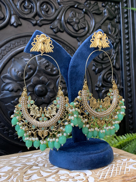 Sue fashion statement Chandbali earring pistachio green mint