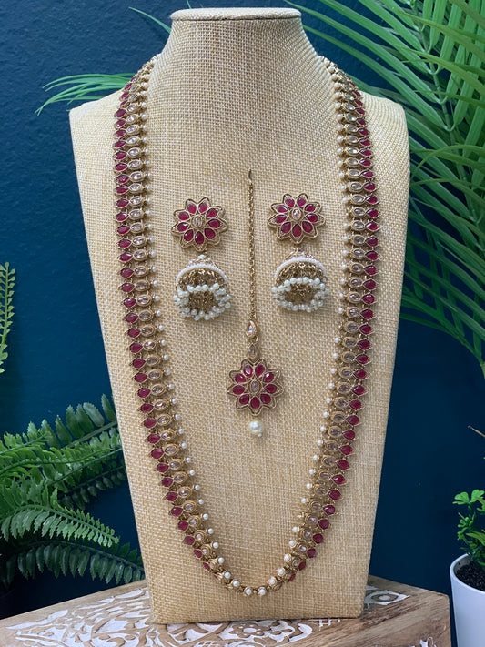 Savali polki long mala set in burgundy
