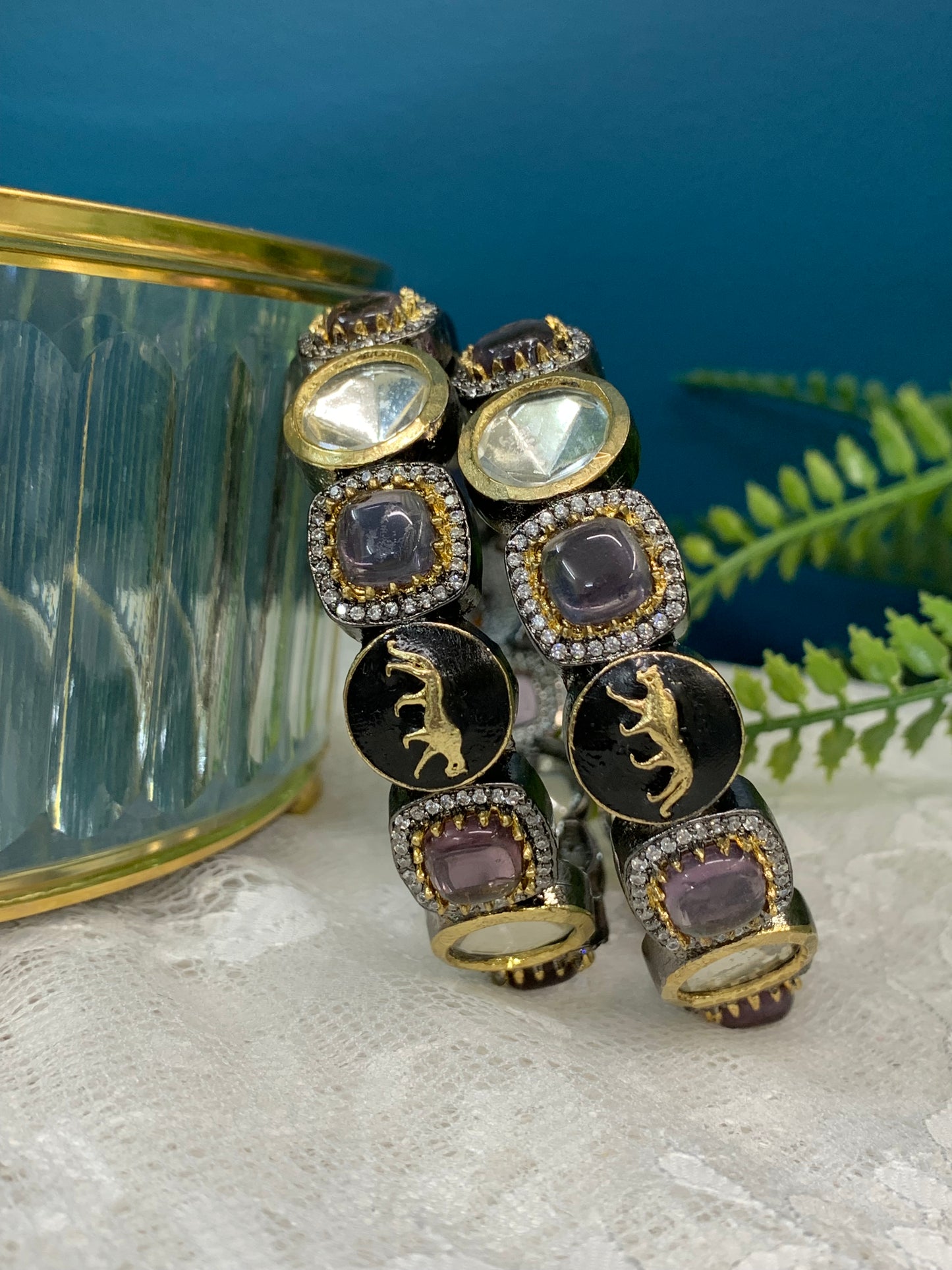 Sabyasachi inspired bangle/bracelet base American diamond lining