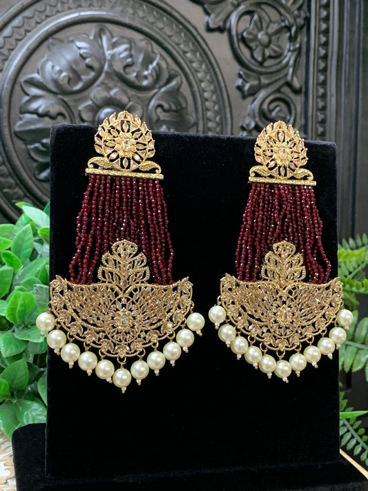 Sage polki fashion statement earring chocolate