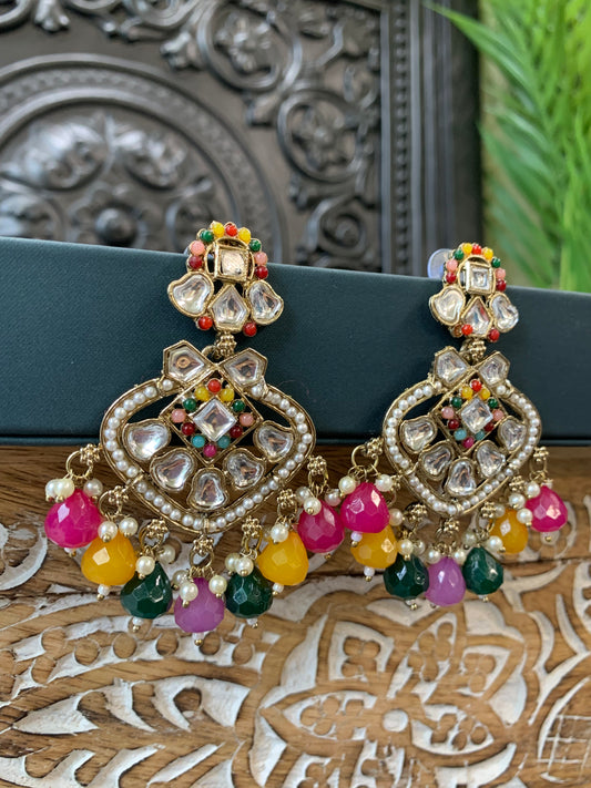 Dipti small to medium kundan earring gold multi