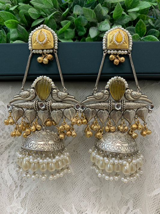 Silver oversize jhumka earring