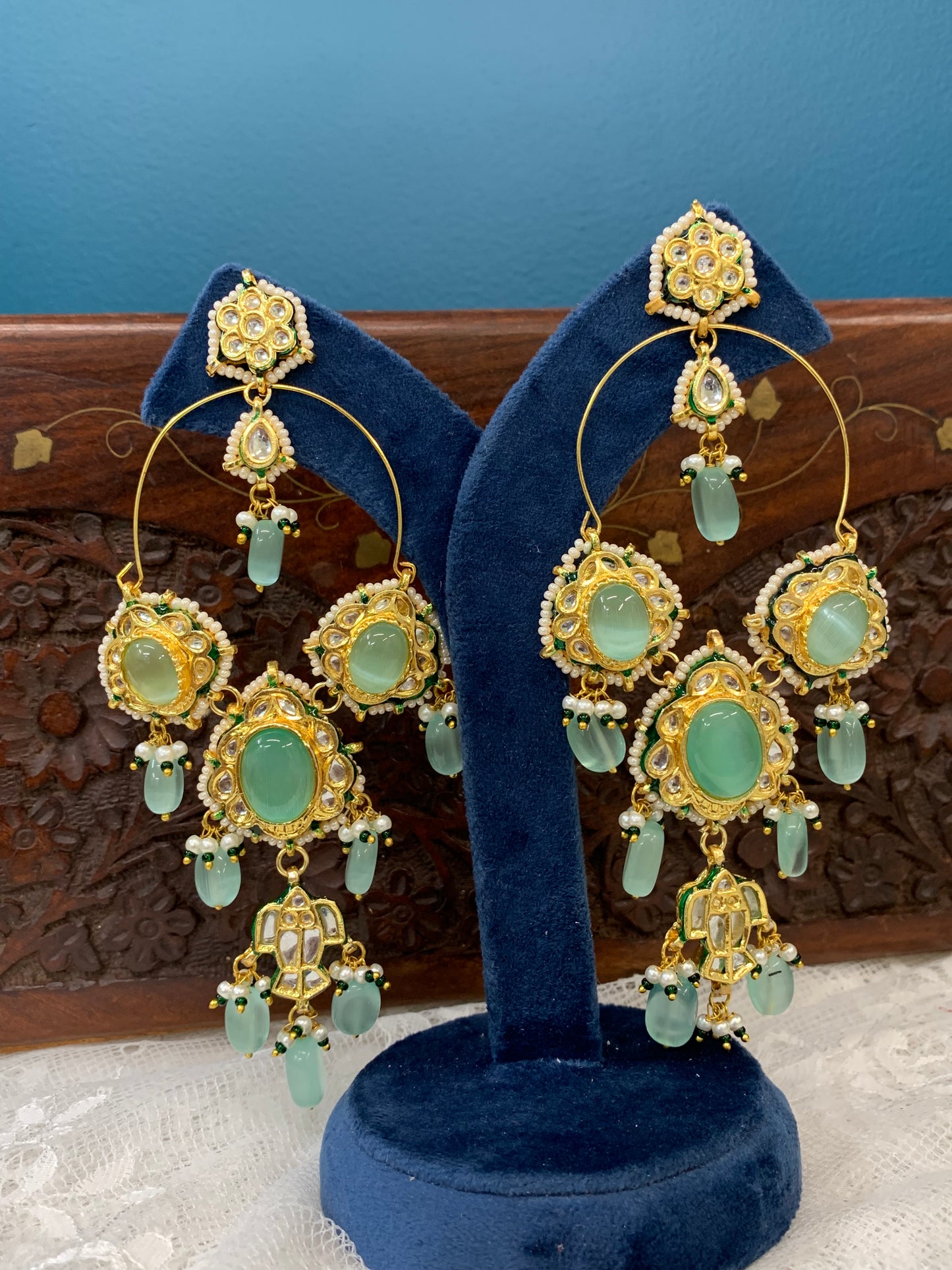 Phool Kundan chandbali earring