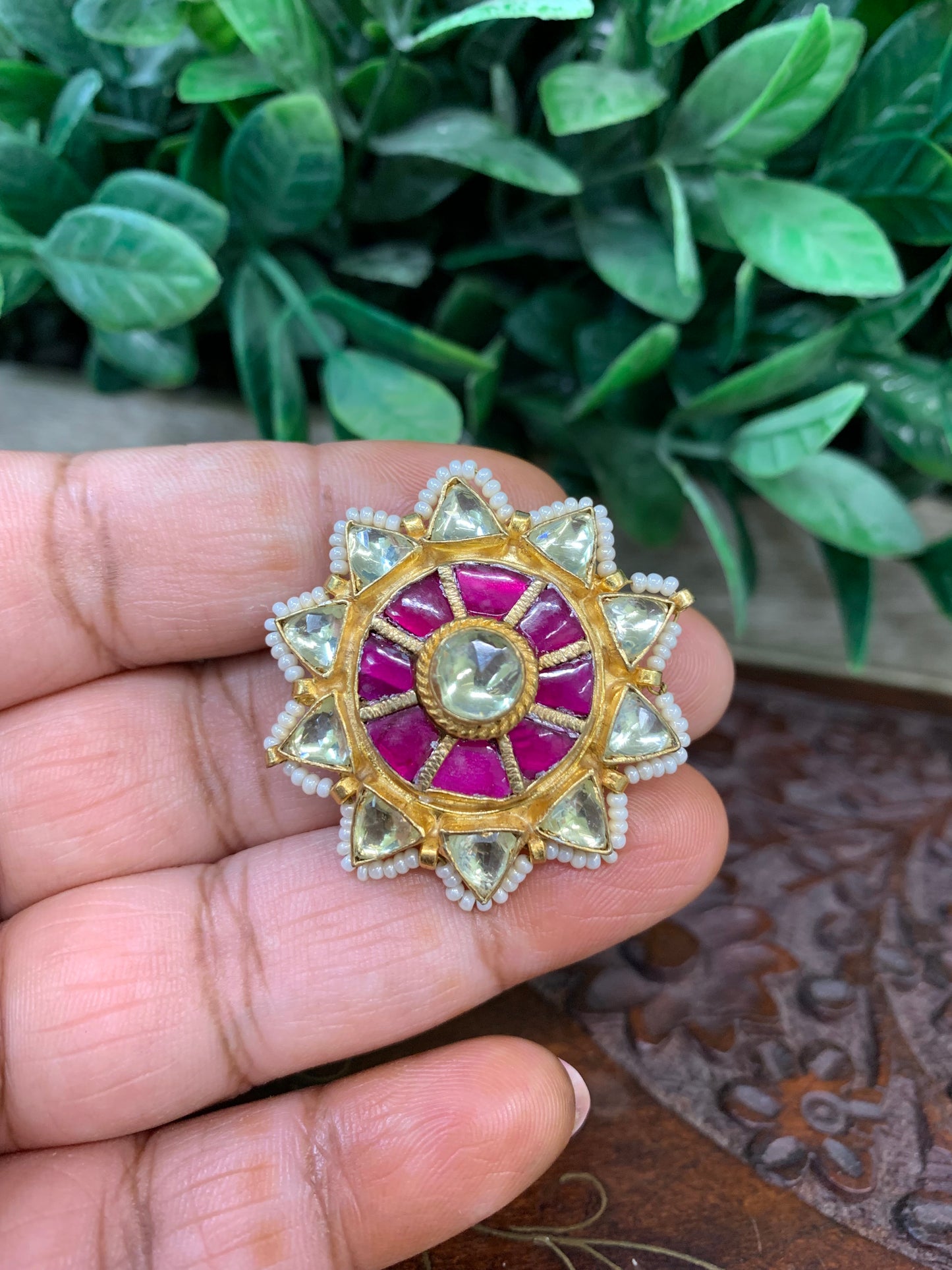 Pastel pachi kundan ring