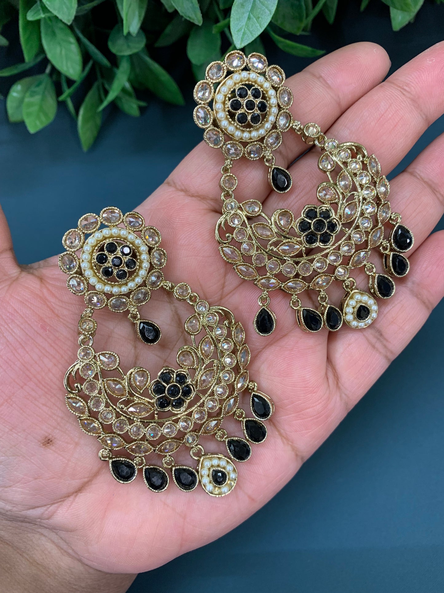 Parul polki fashion chandbali black