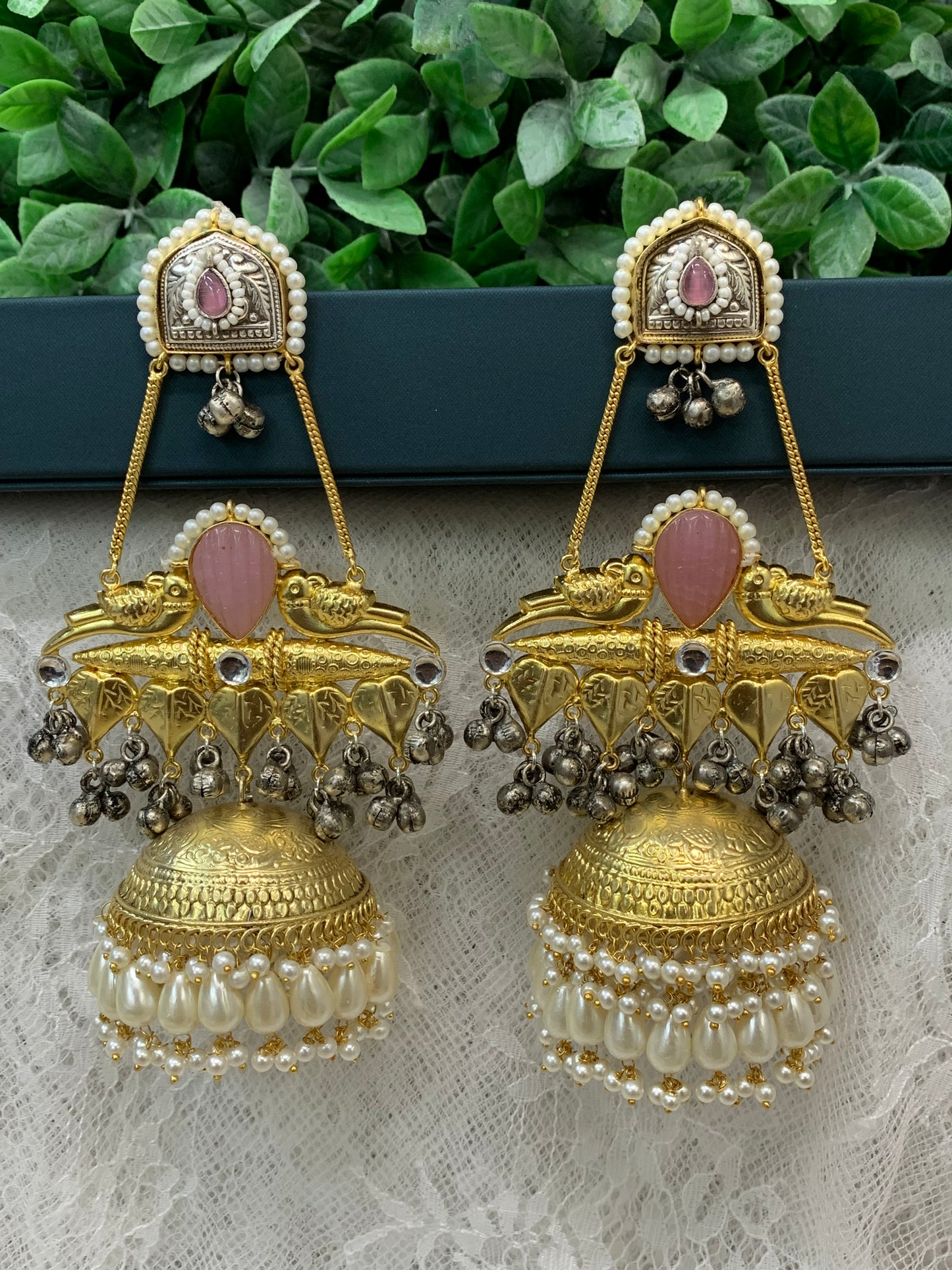 Silver oversize jhumka earring