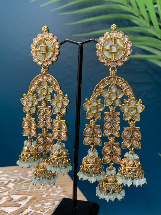 Mansa reverse polki triple Jhumki in multi