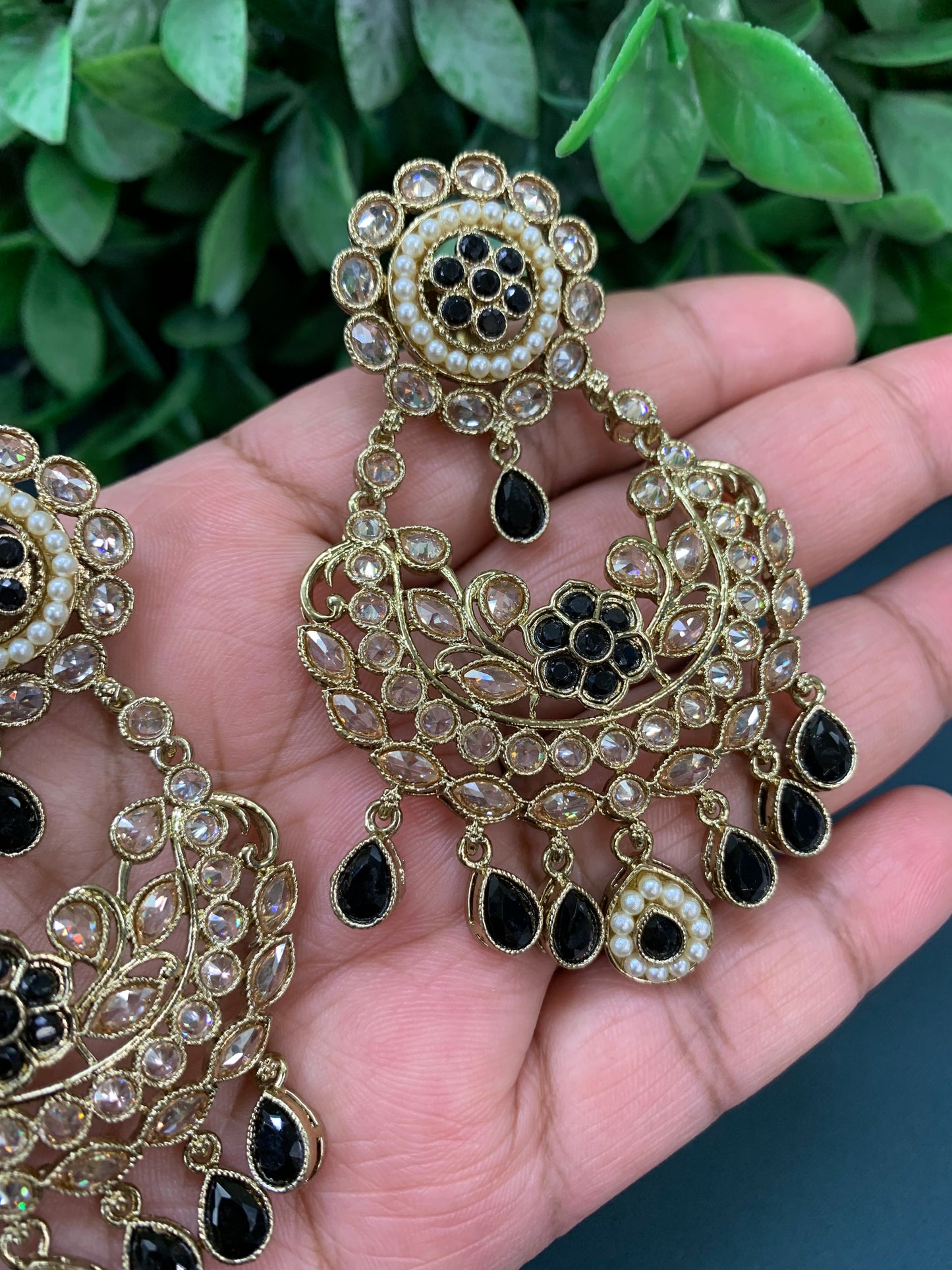 Parul polki fashion chandbali black