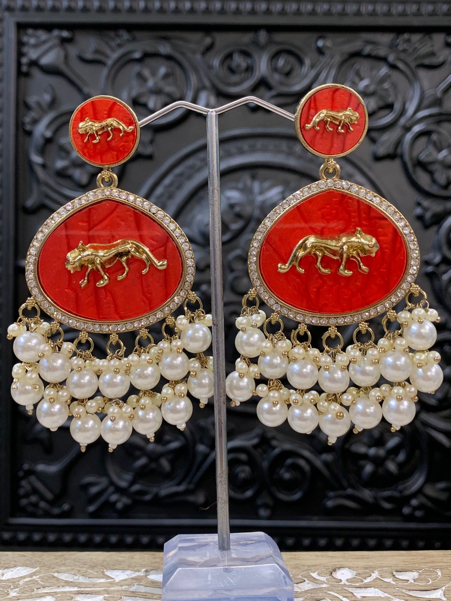 Sabyasachi inspired kundan earring tanna mandarin orange