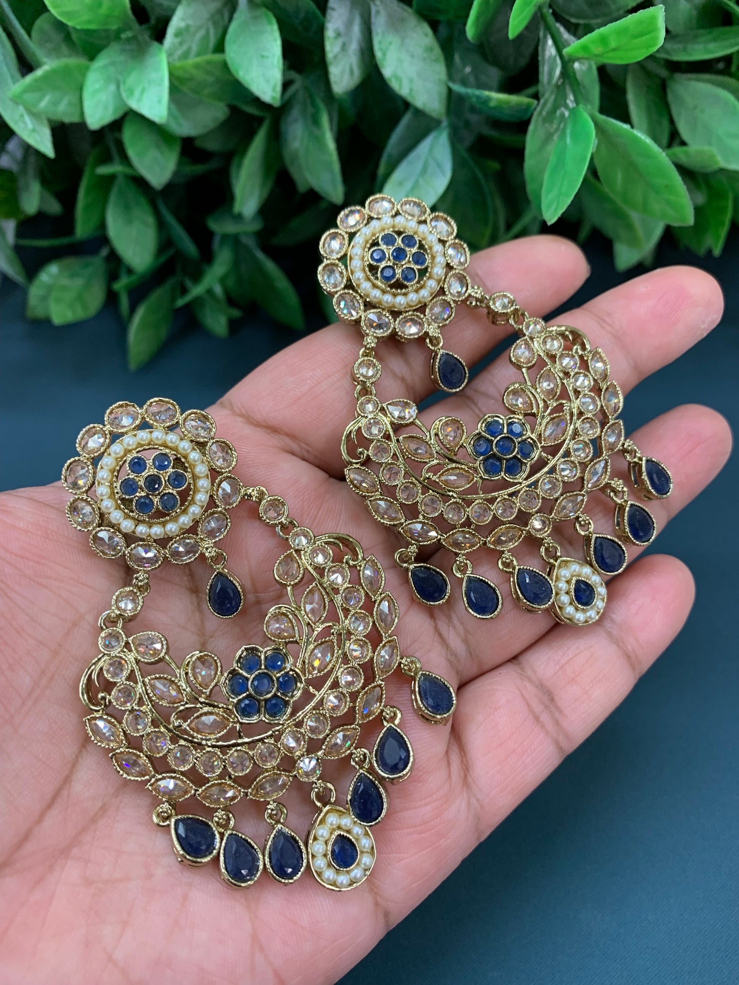 Parul polki fashion chandbali blue