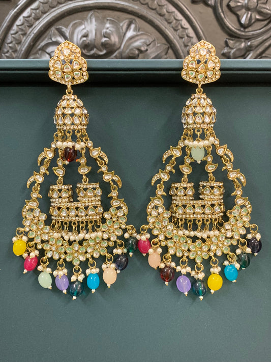 Nicole kundan fashion statement earring set gold/multi