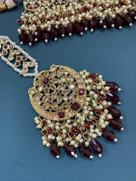 Mayflower choker necklace set with jhumar