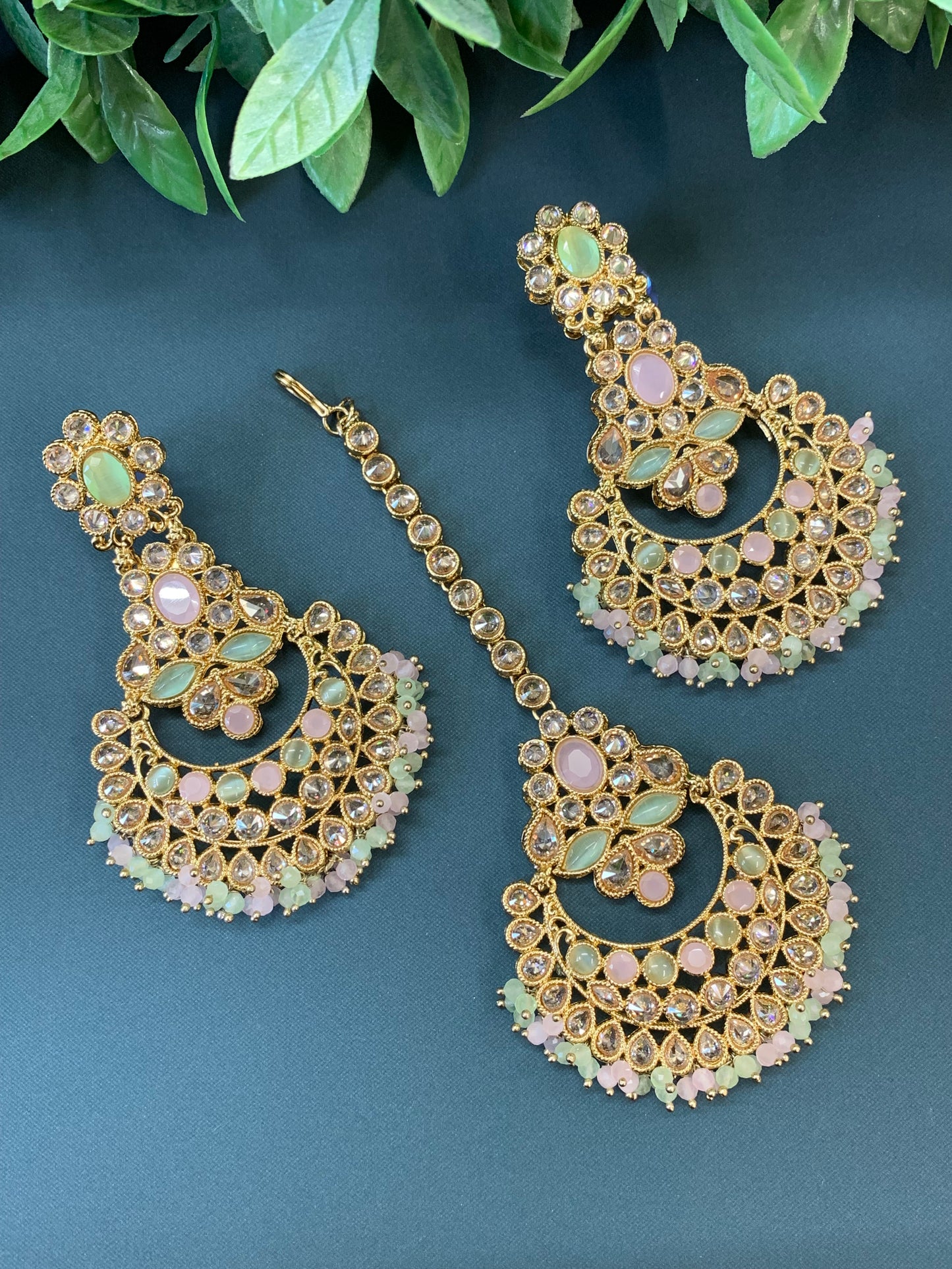 Erin reverse popki tikka set chandbali style pastel multi