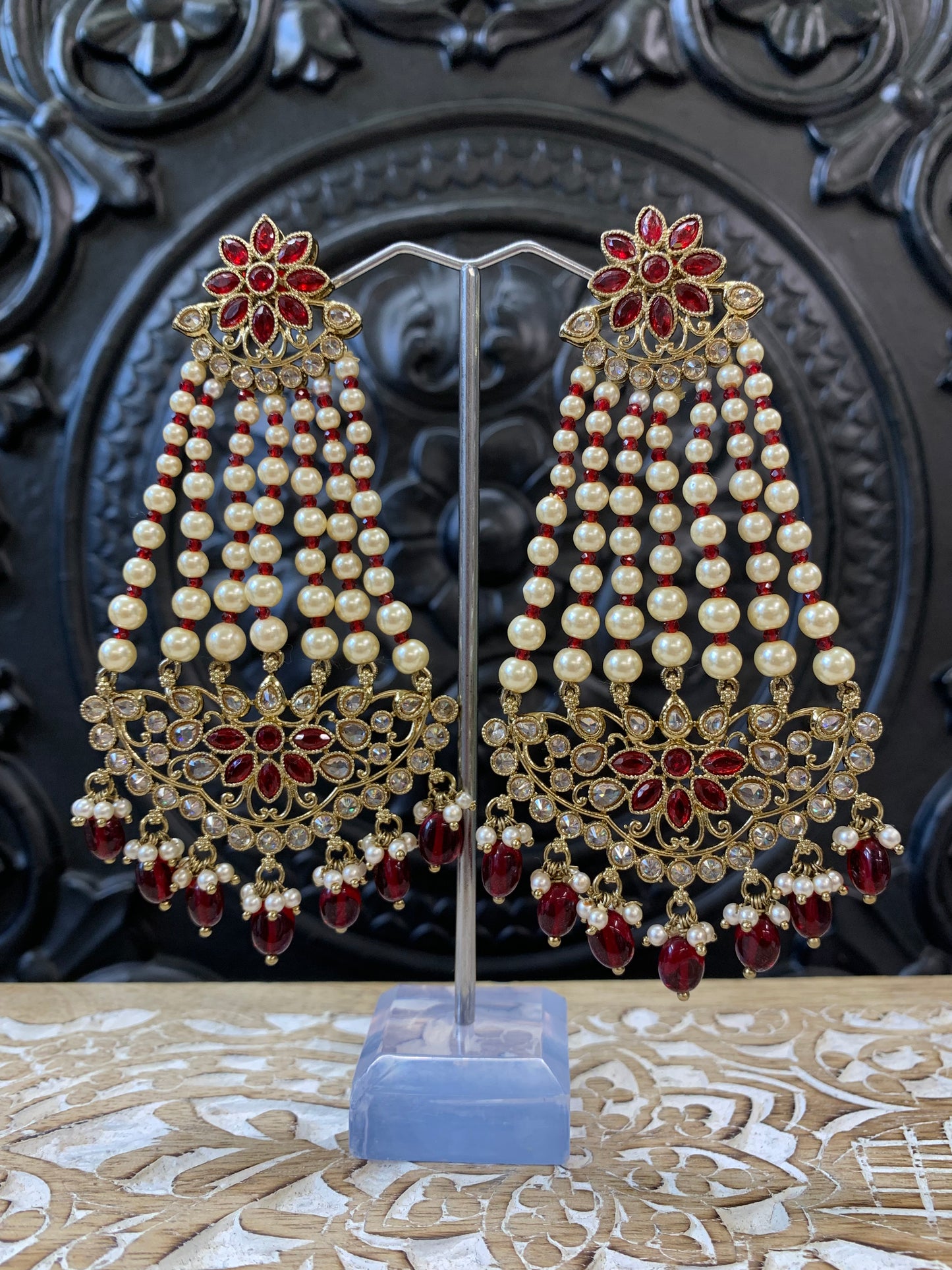 Savana polki fashion statement earring red