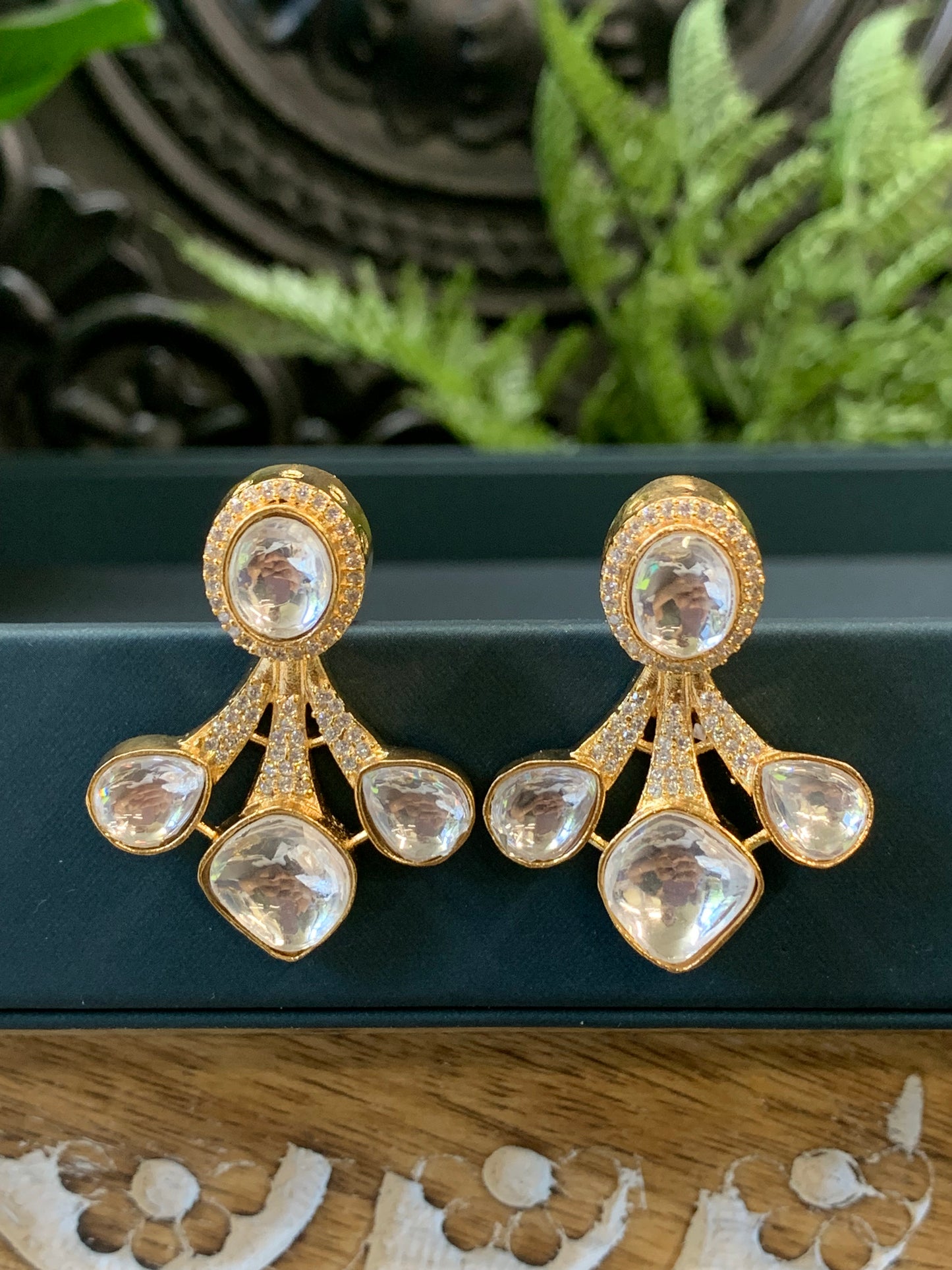 Mia moissanite Kundan stud earring