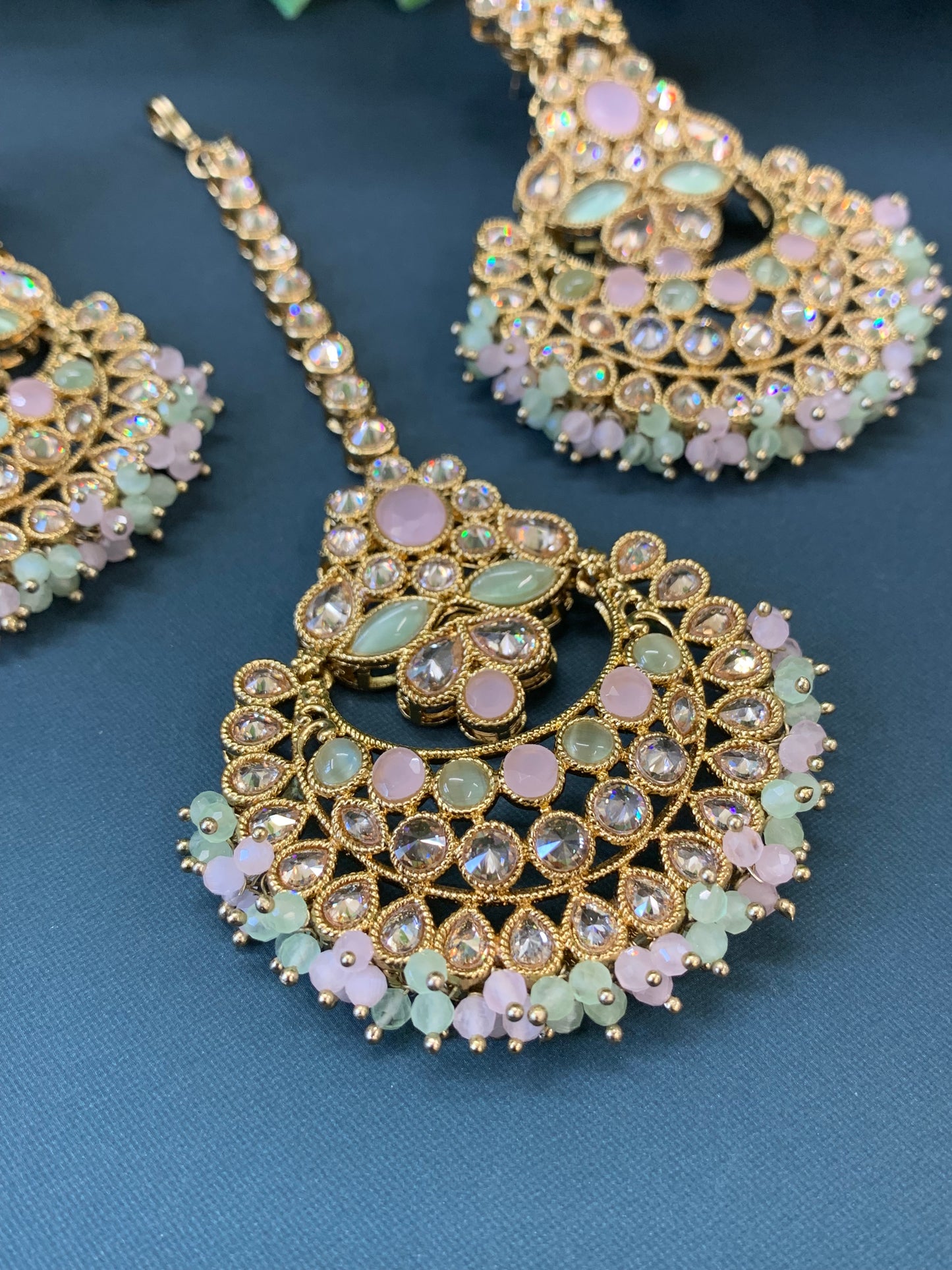 Erin reverse popki tikka set chandbali style pastel multi