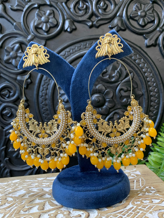 Sue fashion statement Chandbali earring pastel yellow
