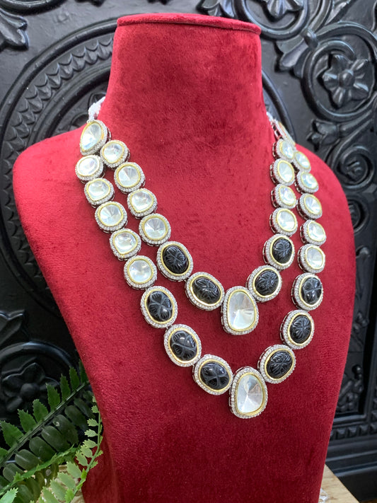 Pihu double layered black uncut kundan choker / necklace
