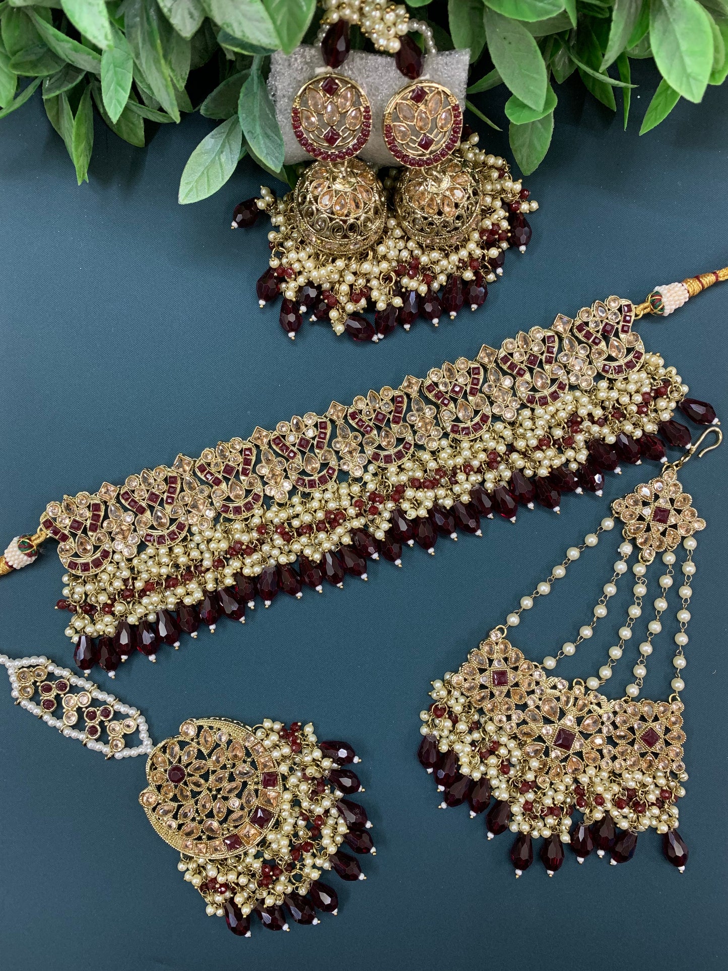 Mayflower choker necklace set with jhumar