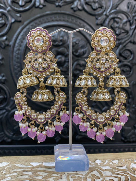 Emily fashion earring tiger detail lilac/lavender