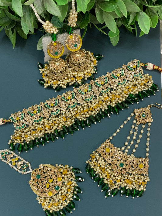 Mayflower choker necklace set with jhumar