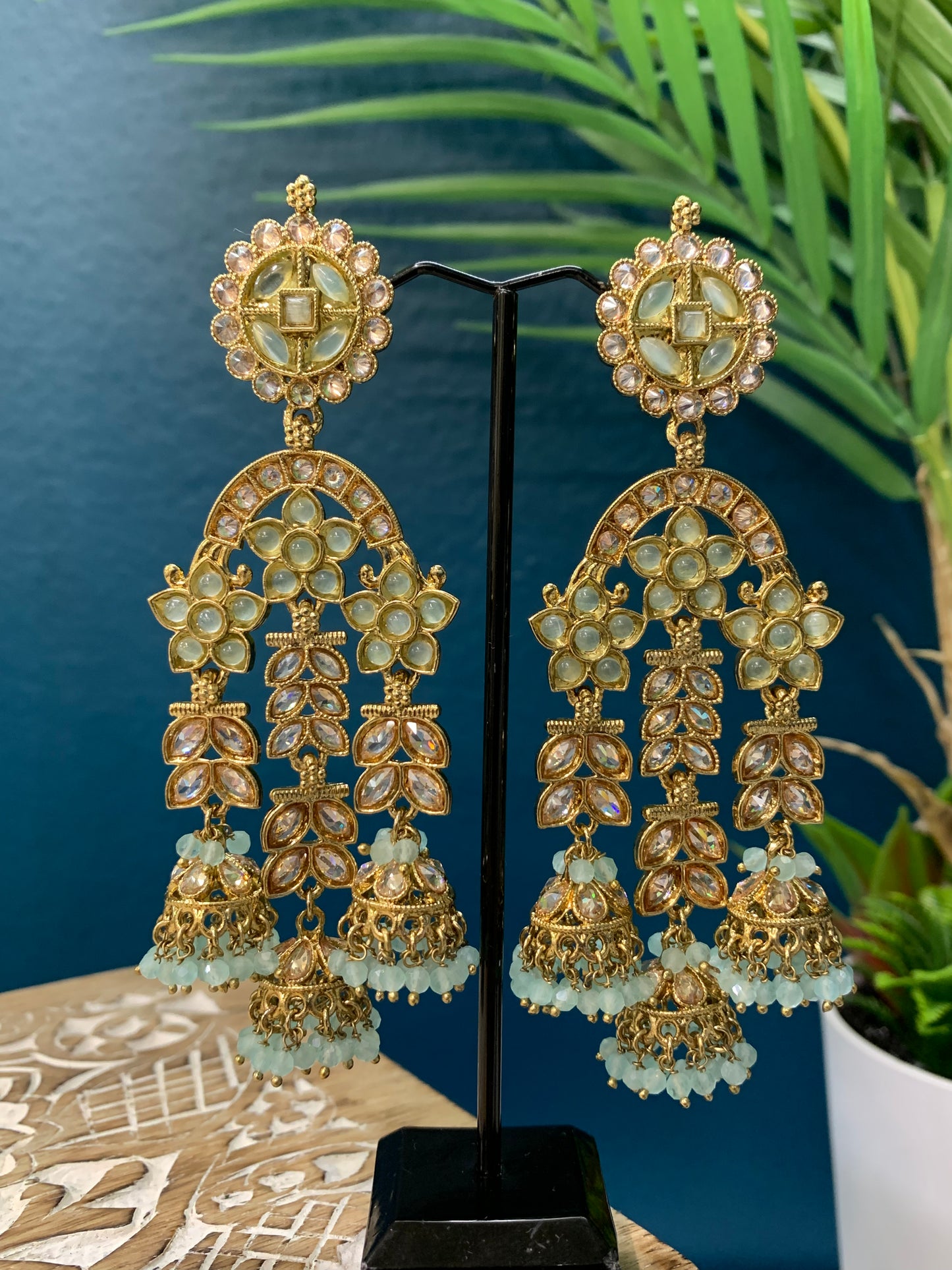 Mansa reverse polki triple Jhumki in multi