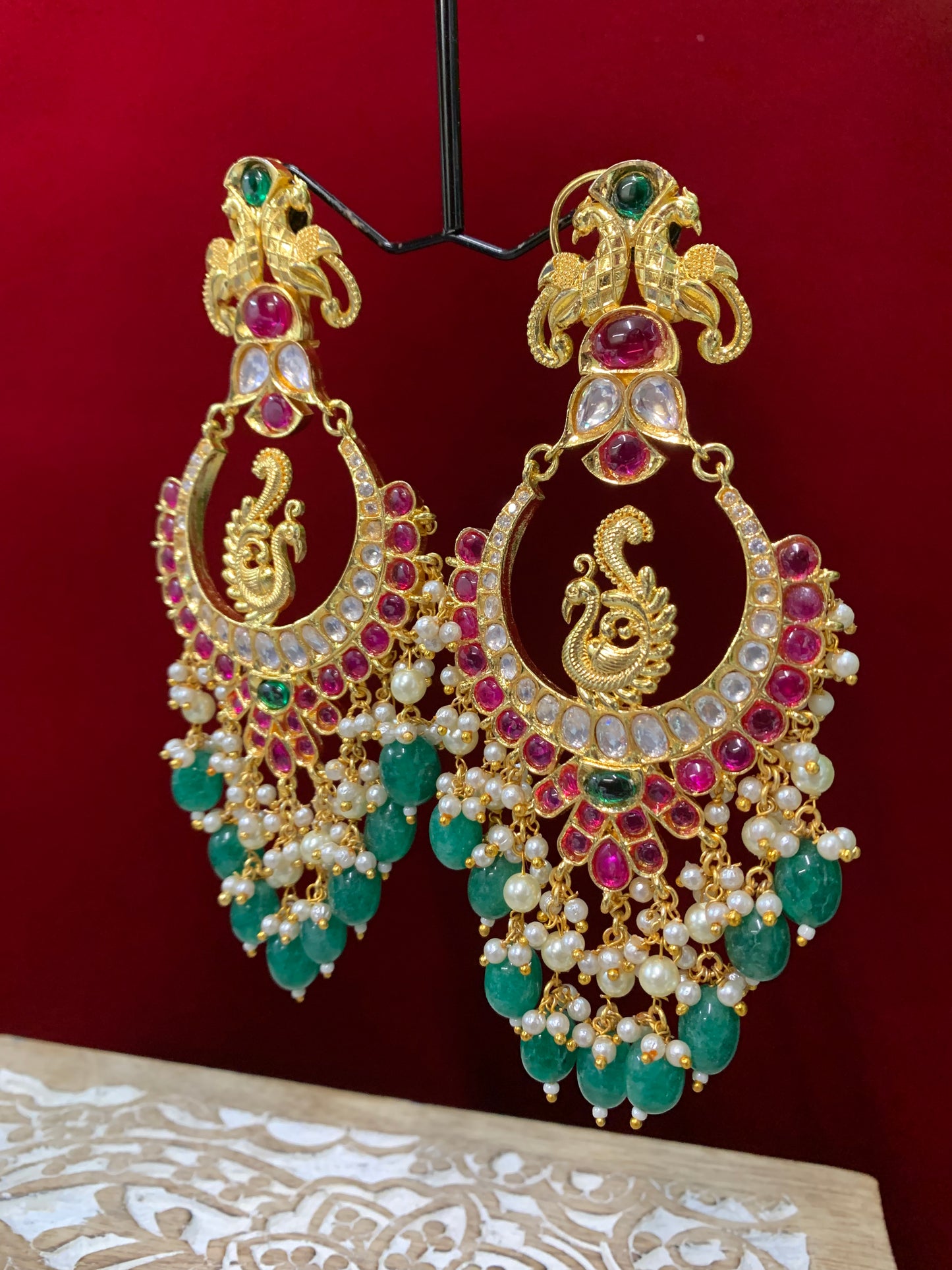 Ava Kundan chandbali earring multi color